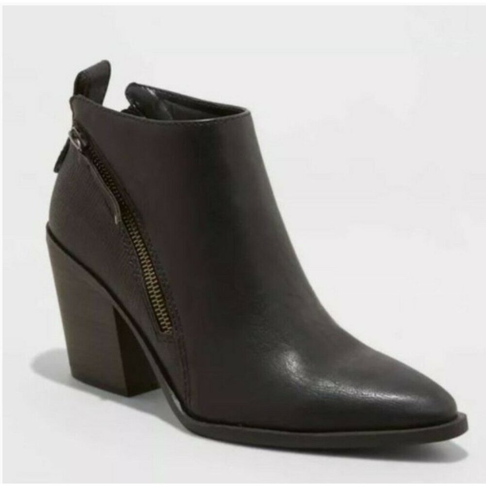 Universal Thread Women's Black Jayden Double Zip Ankle Bootie